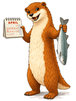 Neeri the river otter holding a calendar